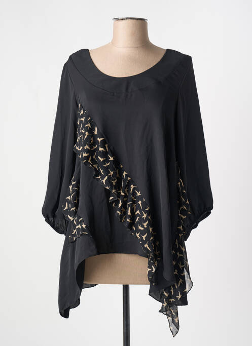 Blouse imprimé fantaisie manches longues noir JAD femme