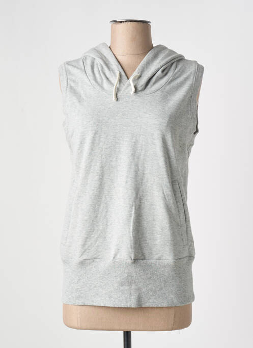 Sweat-shirt à capuche resserrée sur le bas sans manche gris NOLITA femme