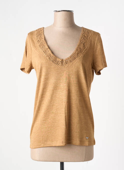 T-shirt col v manches courtes marron LPB femme