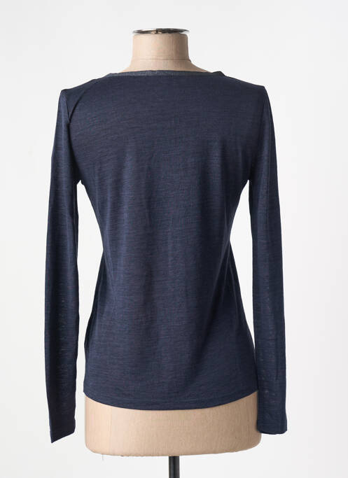 Top col v manches longues bleu LPB femme