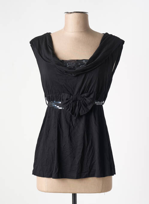 Top stretch manches courtes noir GANJANA femme