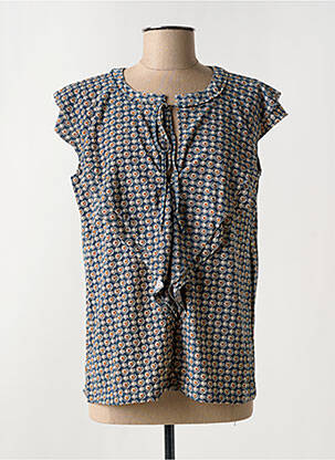Top imprimé fantaisie manches courtes bleu ARELINE femme