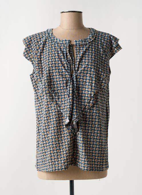 Top stretch manches courtes bleu ARELINE femme