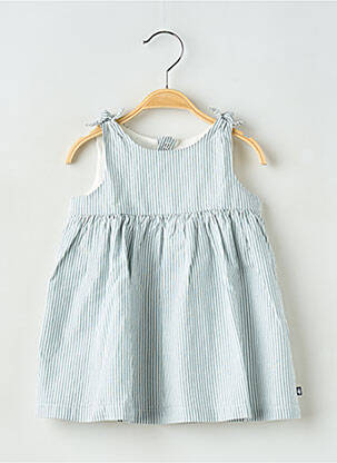 Robe courte tissage popeline sans manche bleu PETIT BATEAU fille