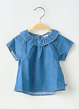 Blouse manches courtes manches courtes bleu PETIT BATEAU fille