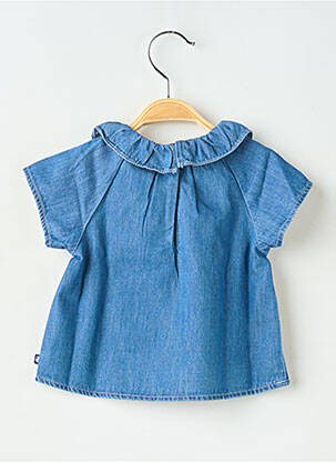Blouse manches courtes manches courtes bleu PETIT BATEAU fille
