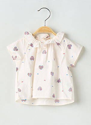 Blouse manches courtes manches courtes blanc PETIT BATEAU fille