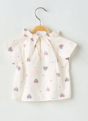 Blouse manches courtes manches courtes blanc PETIT BATEAU fille