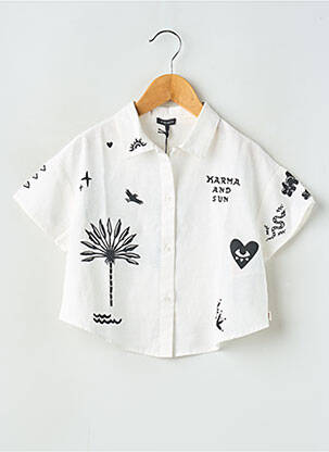 Chemisier coupe droite manches courtes blanc IKKS fille