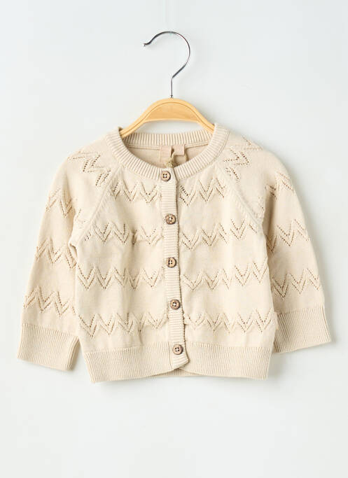 Gilet manches longues coupe droite beige LEVV LABEL fille