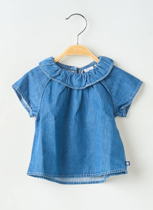 Blouse manches courtes manches courtes bleu PETIT BATEAU fille