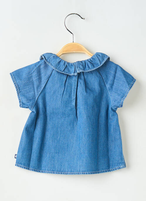 Blouse manches courtes manches courtes bleu PETIT BATEAU fille