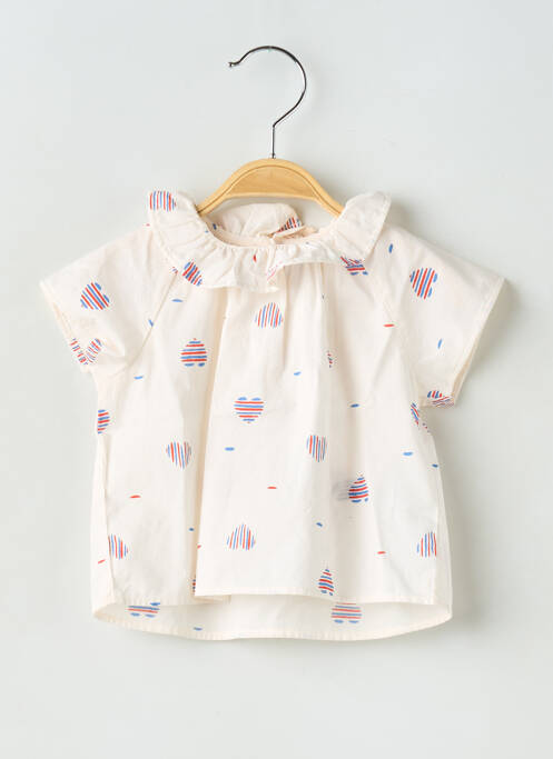 Blouse manches courtes manches courtes blanc PETIT BATEAU fille