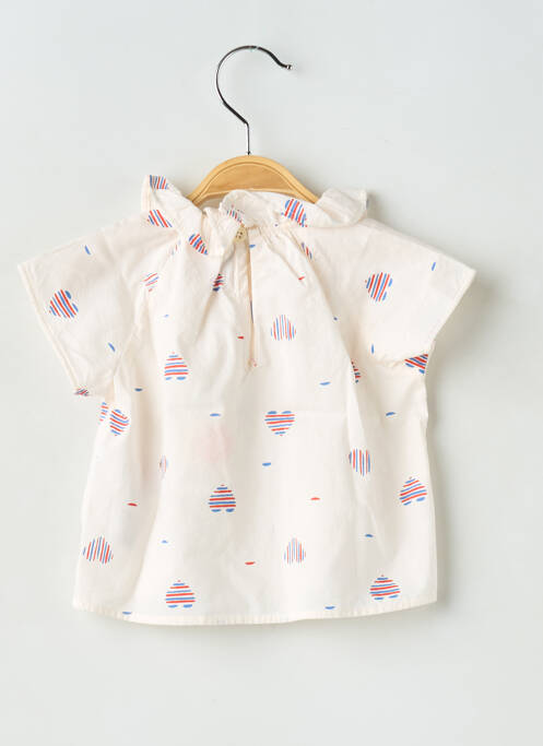 Blouse manches courtes manches courtes blanc PETIT BATEAU fille