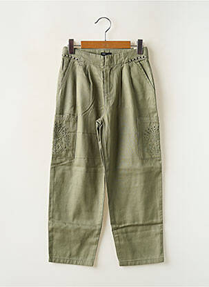 Pantalon droit poches taille élastique vert IKKS fille