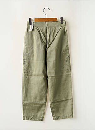 Pantalon droit poches taille élastique vert IKKS fille