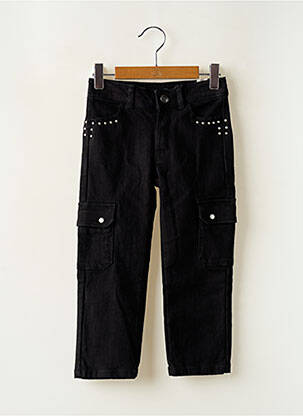 Pantalon slim fermeture zippée sous rabat boutonné noir IKKS fille