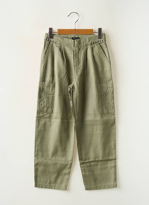 Pantalon droit poches taille élastique vert IKKS fille