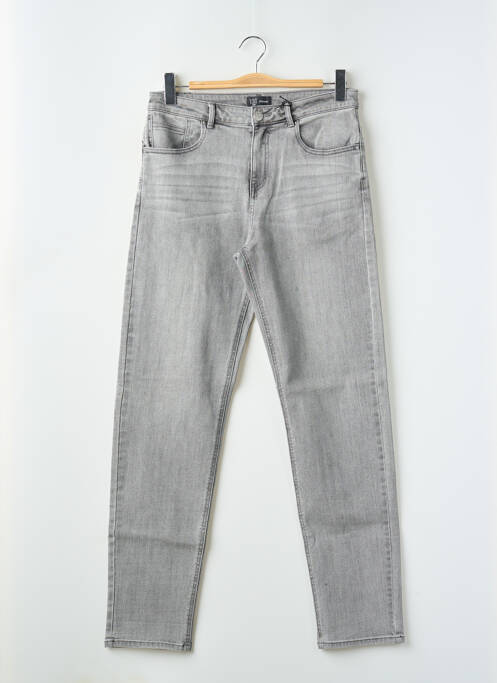 Jeans coupe droite fermeture zippée sous rabat boutonné taille normale gris IKKS homme