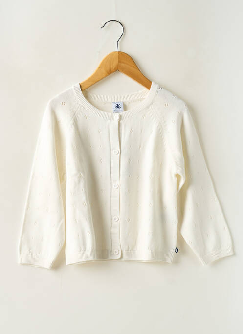 Gilet manches longues blanc PETIT BATEAU pour fille