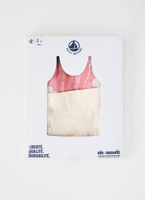 T-shirt stretch fines bretelles rose PETIT BATEAU fille