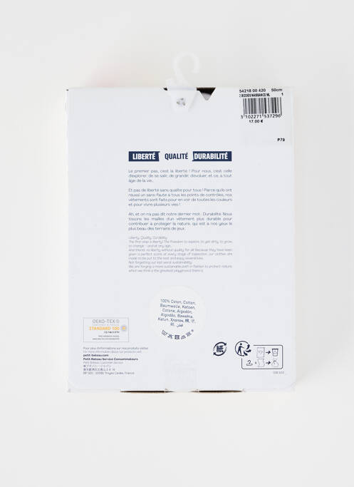 Body lingerie blanc PETIT BATEAU pour enfant