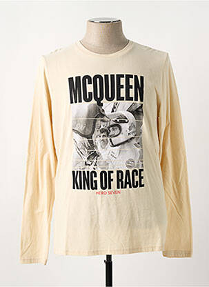 T-shirt coupe droite manches longues beige STEVE MACQUEEN homme