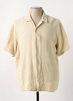 Chemise manches courtes beige JACK & JONES pour homme
