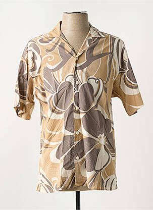 Chemise manches courtes beige JACK & JONES pour homme