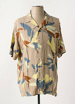 Chemise manches courtes beige JACK & JONES pour homme