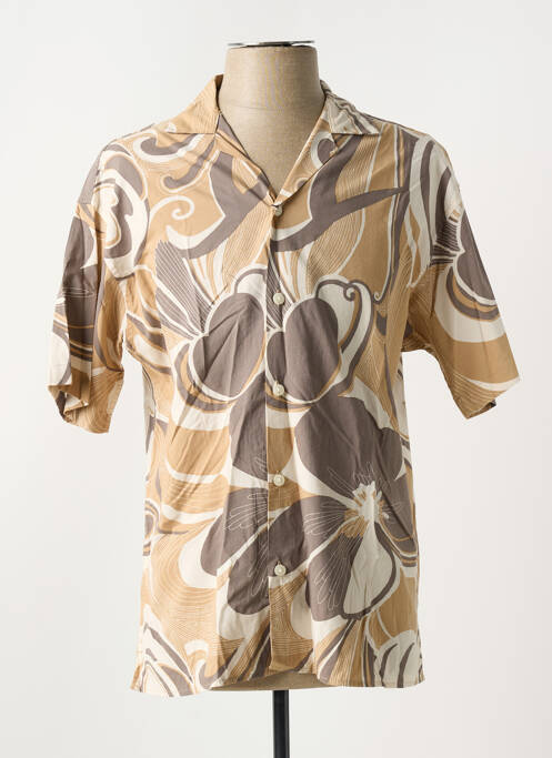 Chemise manches courtes imprimé fantaisie beige JACK & JONES homme