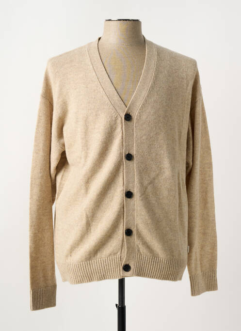 Gilet manches longues beige JACK & JONES pour homme