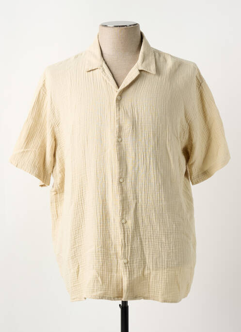 Chemise manches courtes beige JACK & JONES pour homme