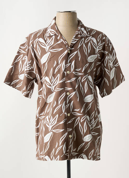 Chemise manches courtes marron JACK & JONES pour homme