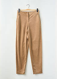 Pantalon chino fermeture zippée sous rabat boutonné taille haute marron VERO MODA femme