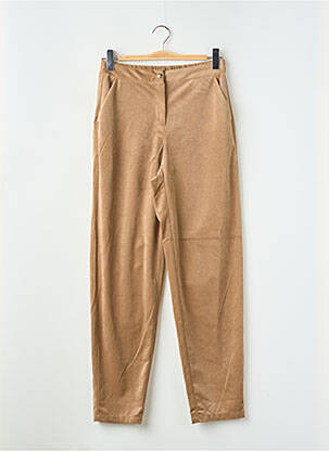 Pantalon chino fermeture zippée sous rabat boutonné taille haute marron VERO MODA femme