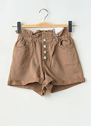 Short tissage denim taille haute marron ONLY femme