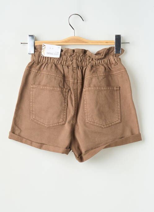 Short tissage denim taille haute marron ONLY femme