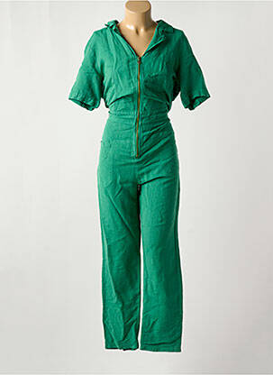 Combi-pantalon tissage crêpe manches courtes vert PAKO LITTO femme
