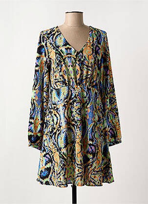 Robe mi-longue imprimé fantaisie manches longues bleu ONLY femme