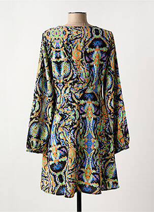 Robe mi-longue imprimé fantaisie manches longues bleu ONLY femme