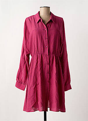 Robe mi-longue manches longues manches longues rose SEE U SOON femme