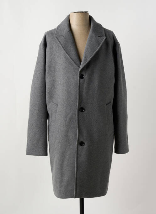 Manteau long coupe droite sans capuche gris JACK & JONES homme