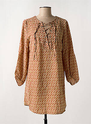 Robe courte manches 3/4 manches 3/4 rouge ARELINE femme