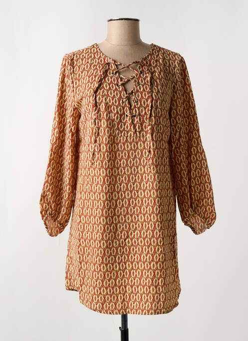 Robe courte manches 3/4 manches 3/4 rouge ARELINE femme