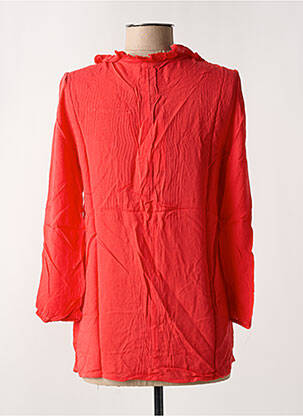 Blouse tissage popeline manches longues rouge ARELINE femme