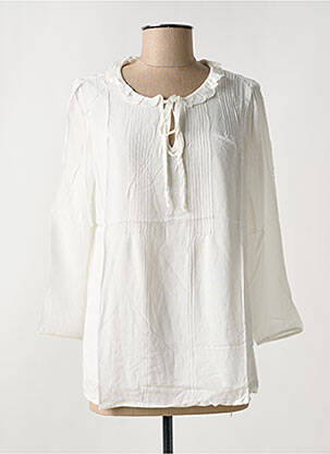 Blouse tissage popeline manches longues blanc ARELINE femme