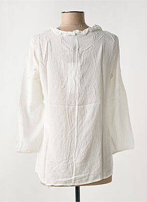 Blouse tissage popeline manches longues blanc ARELINE femme