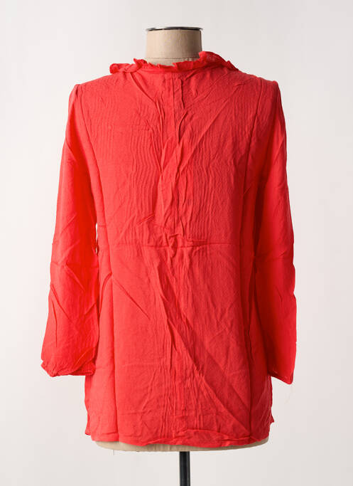 Blouse tissage popeline manches longues rouge ARELINE femme