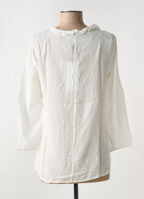 Blouse tissage popeline manches longues blanc ARELINE femme